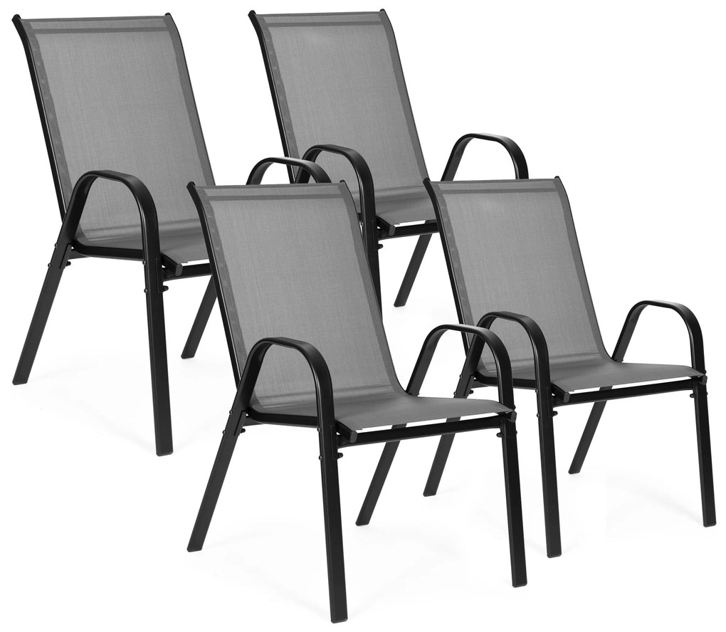 MultiGarden Sada záhradných stoličiek na balkón, terasu, 4 kusy - sivá MultiGarden