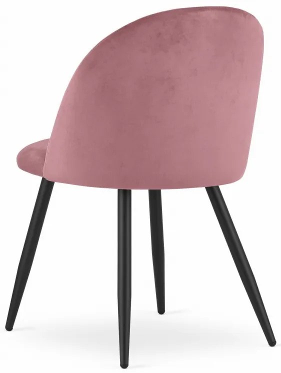 Stolička BELLO - tmavoružový zamat / čierne nohy