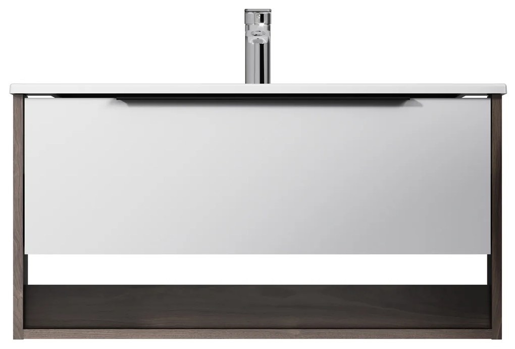 Skrinka s umývadlom 80 AM.PM Flash MNAFHX0801WG závesná, 2 zásuvky, lesklá biela