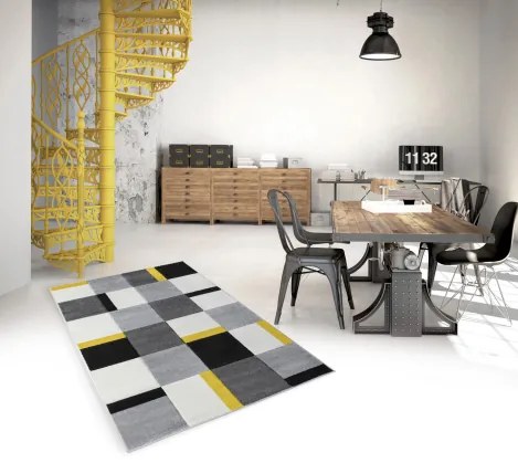 Koberce Breno Kusový koberec ALORA A1027 Yellow, sivá, viacfarebná,80 x 150 cm