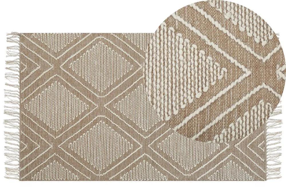 Bavlnený koberec 80 x 150 cm béžová/biela KACEM Beliani