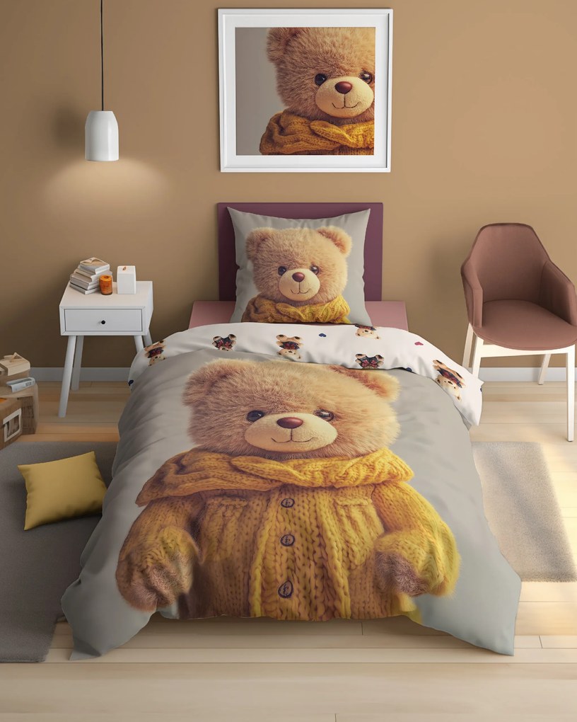 Posteľná obliečka svietiaca Teddy 140x200/70x80 cm – 100 % bavlna