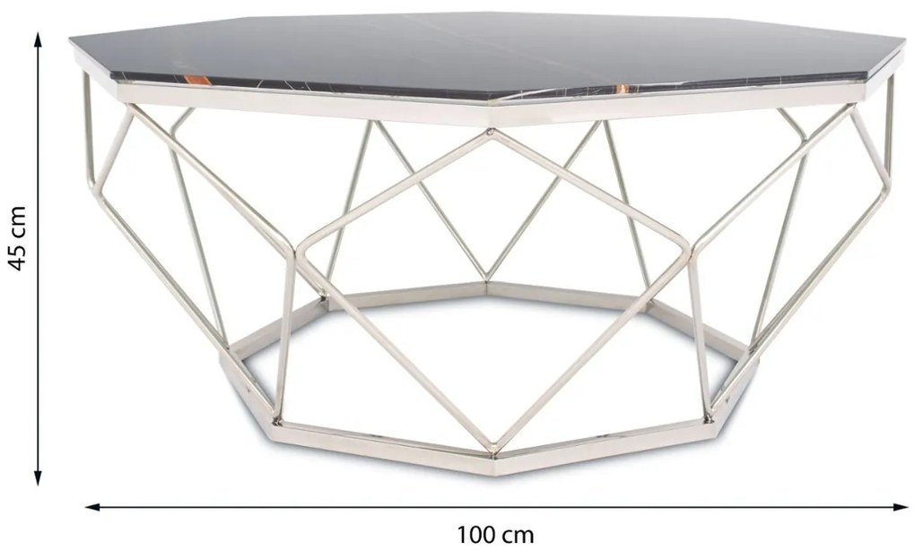 Konferenčný stolík VOLARE 100 cm čierny/strieborný