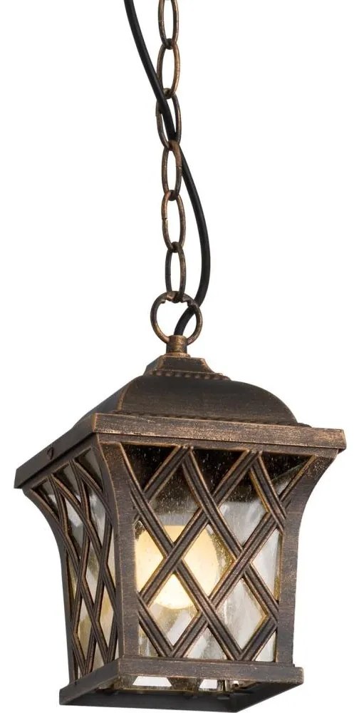 Redo 9952 - Vonkajší luster na reťazi BREMEN 1xE27/42W/230V IP23 zlatá/patina