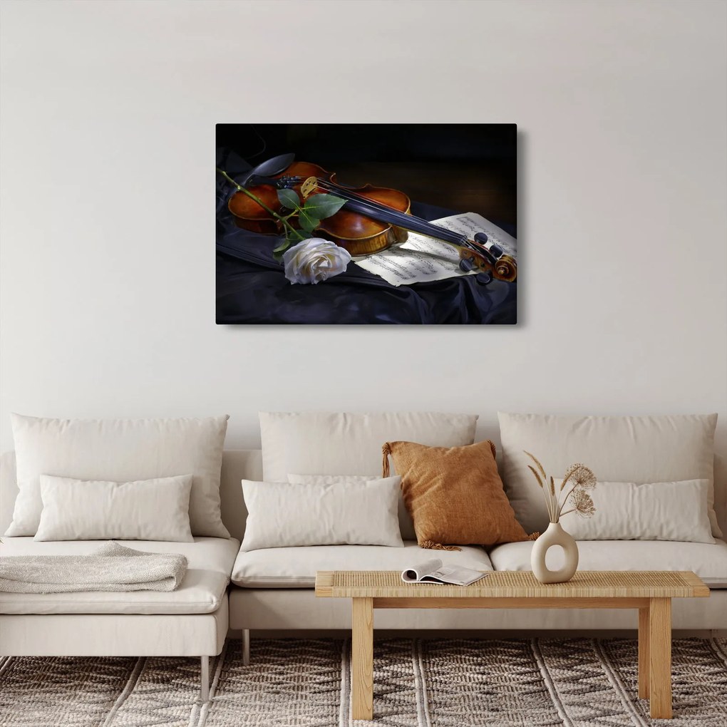 Obraz - Ruže a husle (90x60 cm)