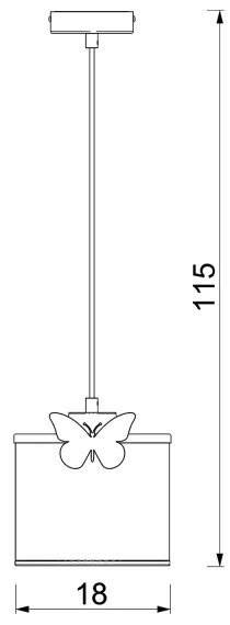 Detský luster na lanku SWEET 1xE27/15W/230V biela/ružová/motýľ
