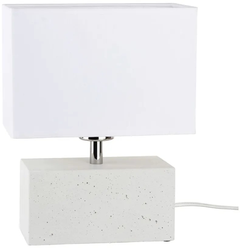 Spot-Light Stolová lampa STRONG DOUBLE, 1xMax.25W, biele textilné tienidlo, biely betón
