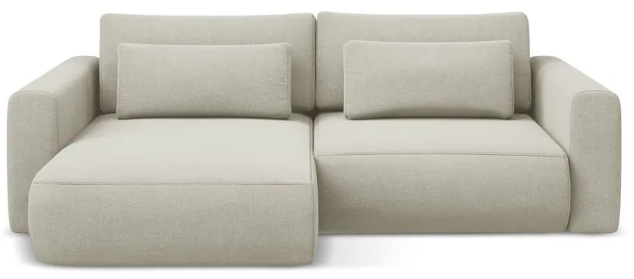 Béžová rozkladacia/s úložným priestorom rohová pohovka (ľavý roh/s leňoškou) Kapua – Makamii