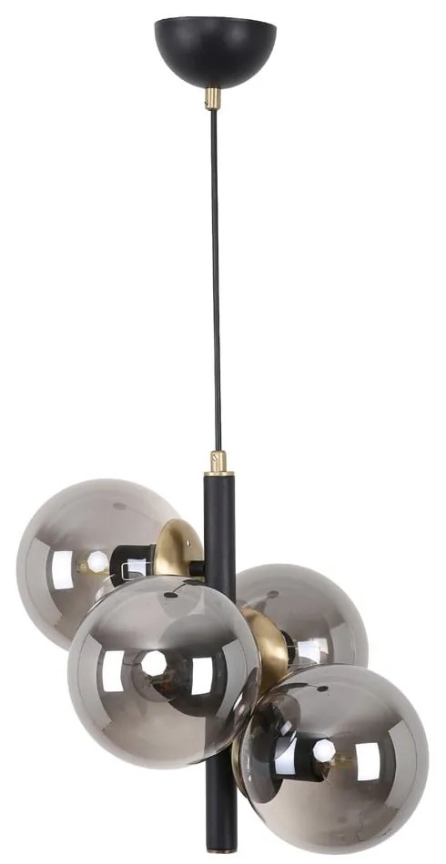 Čierne/sivé závesné svietidlo so skleneným tienidlom ø 15 cm Forte – Squid Lighting