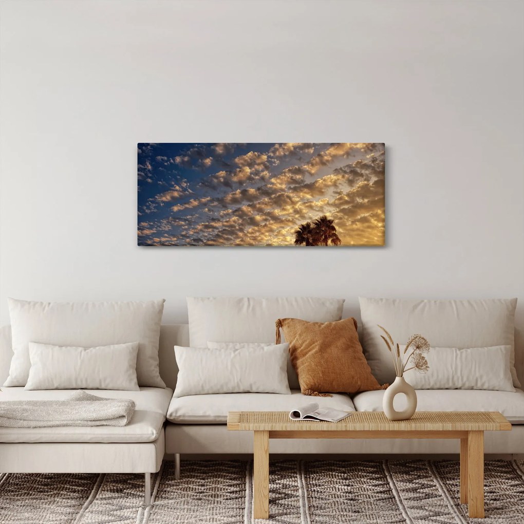 Obraz - Palmy medzi mrakmi (120x50 cm)
