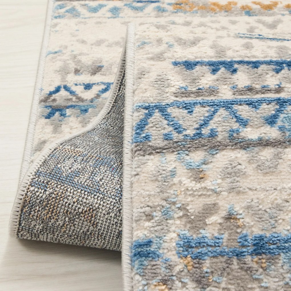 TA Koberec G494B WHITE/D_BLUE PORTLAND HIL Biely Obdĺžnikový Rozmer: 200x300 cm