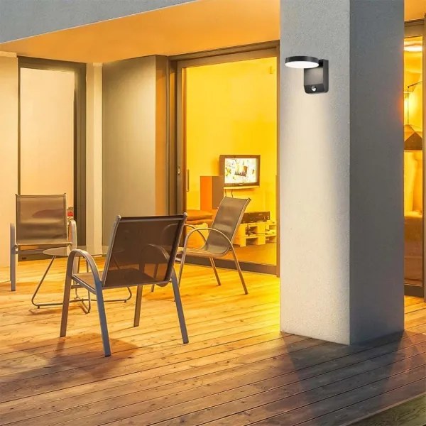 LED Vonkajšie nástenné svietidlo so senzorom LED/17W/230V 3000K čierna