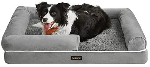 Feandrea ortopedický pelech pre psa, pohovka pre psa so snímateľným poťahom, svetlosivý