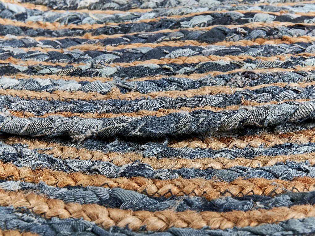 Okrúhly jutový koberec ⌀ 140 cm modrá/béžová LEVENTLER Beliani