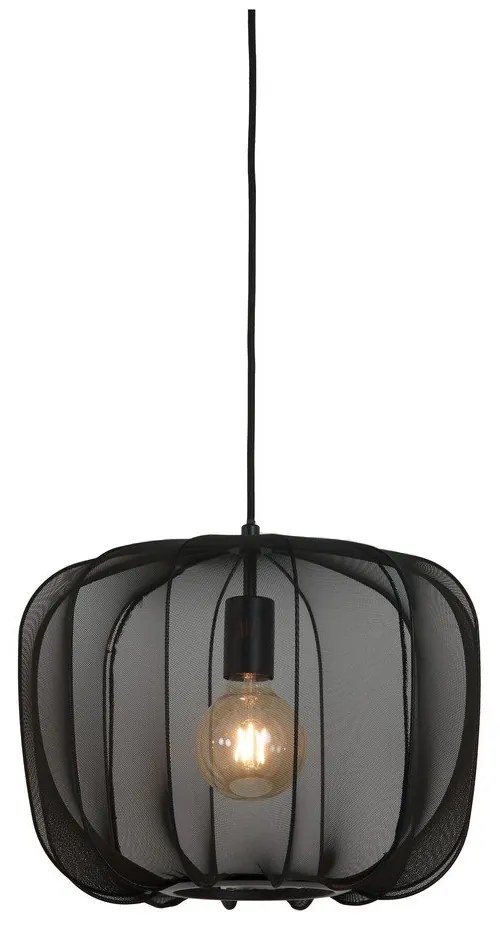 Čierne závesné svietidlo s textilným tienidlom ø 40 cm Plumeria – Light & Living