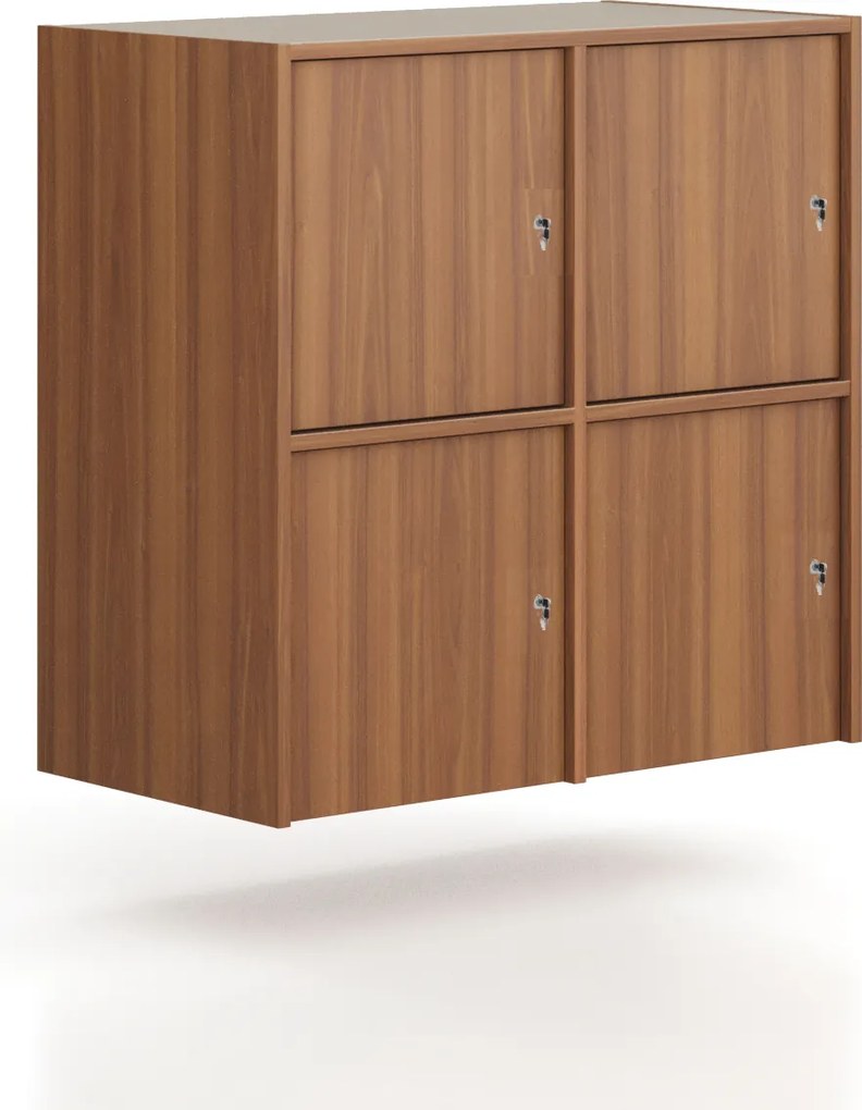 Nadstavba pre skrine FRAME, 4x dvere, 872 x 450 x 854 mm, cylindrický zámok, orech