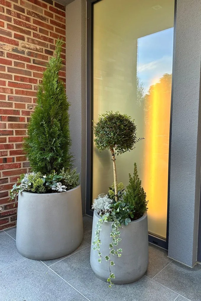 Kvetináč VEKRA, sklolaminát, výška 40 cm, betón-dizajn, šedý