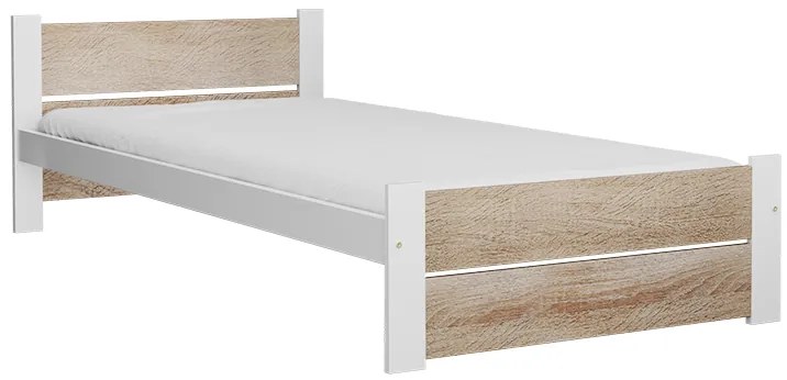 Posteľ IKAROS DOUBLE 90 x 200 cm, biela/dub sonoma Rošt: Bez roštu, Matrac: Matrac SOMMERA 18 cm