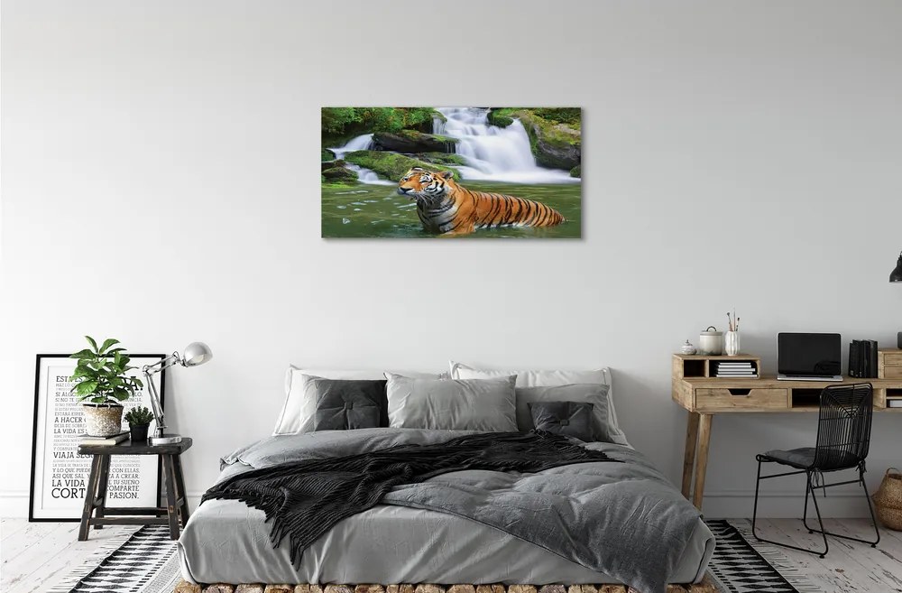 Obraz na plátne tiger vodopád 140x70 cm