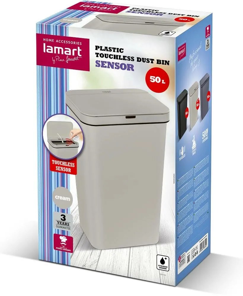 Lamart LT8109 Bezdotykový kôš Sensor 50 l, krémová