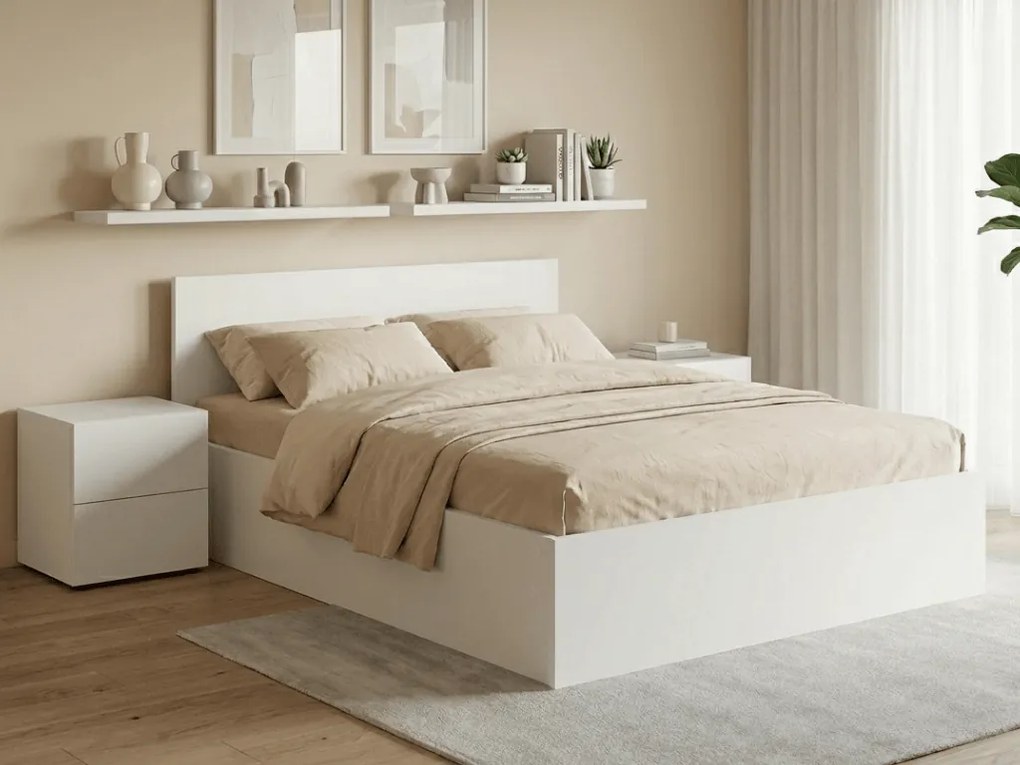 Posteľ SOFIA 180 x 200 cm, biela Rošt: S lamelovým roštom, Matrac: Matrac DELUXE 10 cm