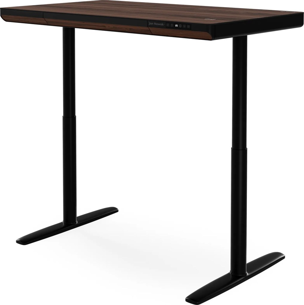 Elektrický písací stôl sit-stand so zásuvkou a bezdrôtovou nabíjačkou Qi čierny/orech, 1200 mm: ELLIS