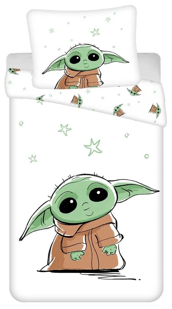 Jerry Fabrics Bavlnené obliečky Star Wars Baby Yoda, 140 x 200 cm, 70 x 90 cm