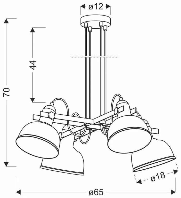 Candellux Čierny závesný luster Reno pre žiarovku 4x E27 34-78155