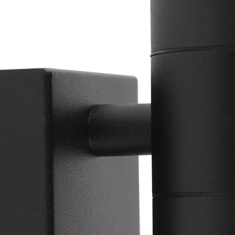 Vonkajšia nástenná lampa čierna 2-svetlá s pohybovým senzorom IP44 - Duo