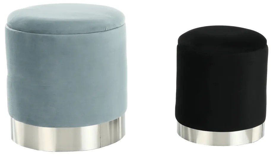 Set dvoch taburetov, sivá/strieborná chróm a čierna/strieborná chróm, AIGUL SET