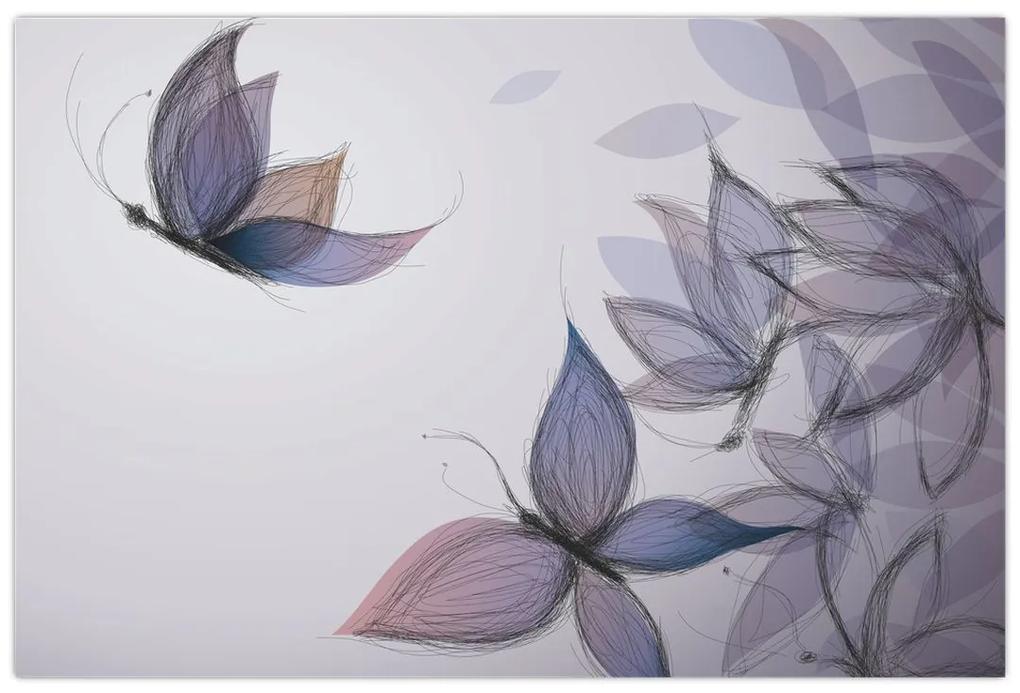 Obraz - Kreslené motýle (90x60 cm)