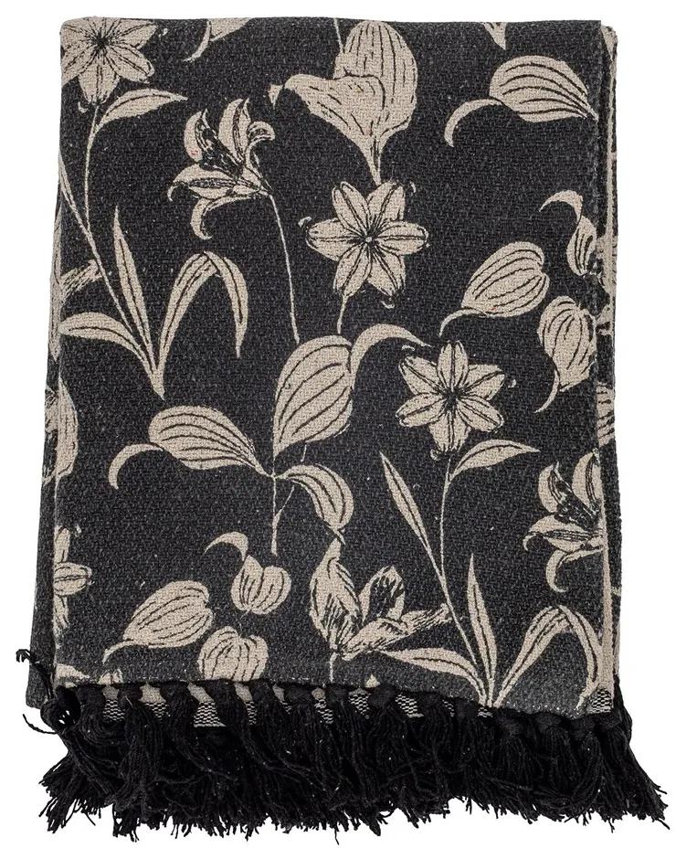 Bloomingville Plied Mali, recyklovaná bavlna, čierna s kvetmi