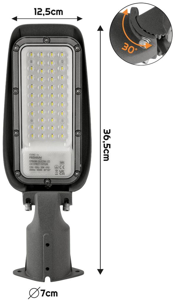ECOLIGHT LED pouličná lampa 30W IP65 studená biela
