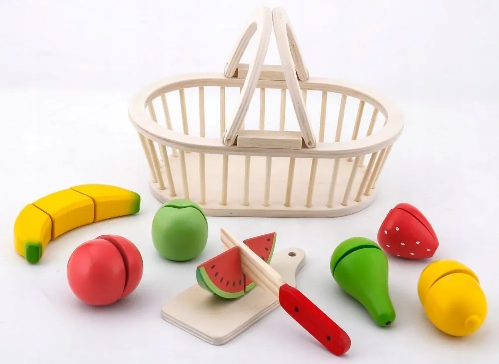 Drevené ovocie s košíčkom , Eco Toys