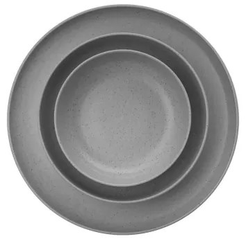 12-dielna jedálenská súprava, sivá/porcelán