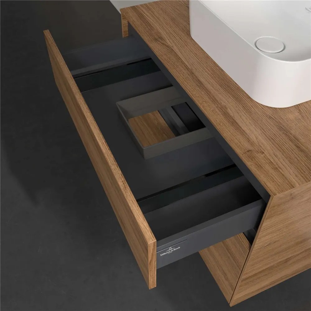 VILLEROY &amp; BOCH Collaro závesná skrinka pod umývadlo na dosku (umývadlo v strede), 2 zásuvky, s LED osvetlením, 800 x 500 x 548 mm, Oak Kansas, C093B0RH