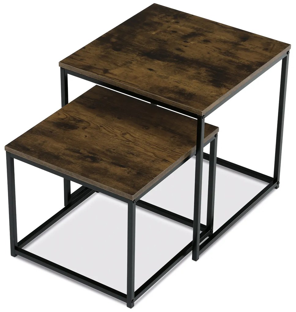 Autronic - Set 2 ks odkládacích stolků, MDF, dekor divoký dub, kov, černý lak - AF-076 OLW AKCE NOVINKA