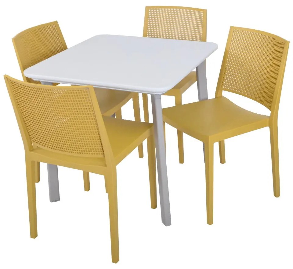 Žltá plastová záhradná stolička Grid – Rojaplast