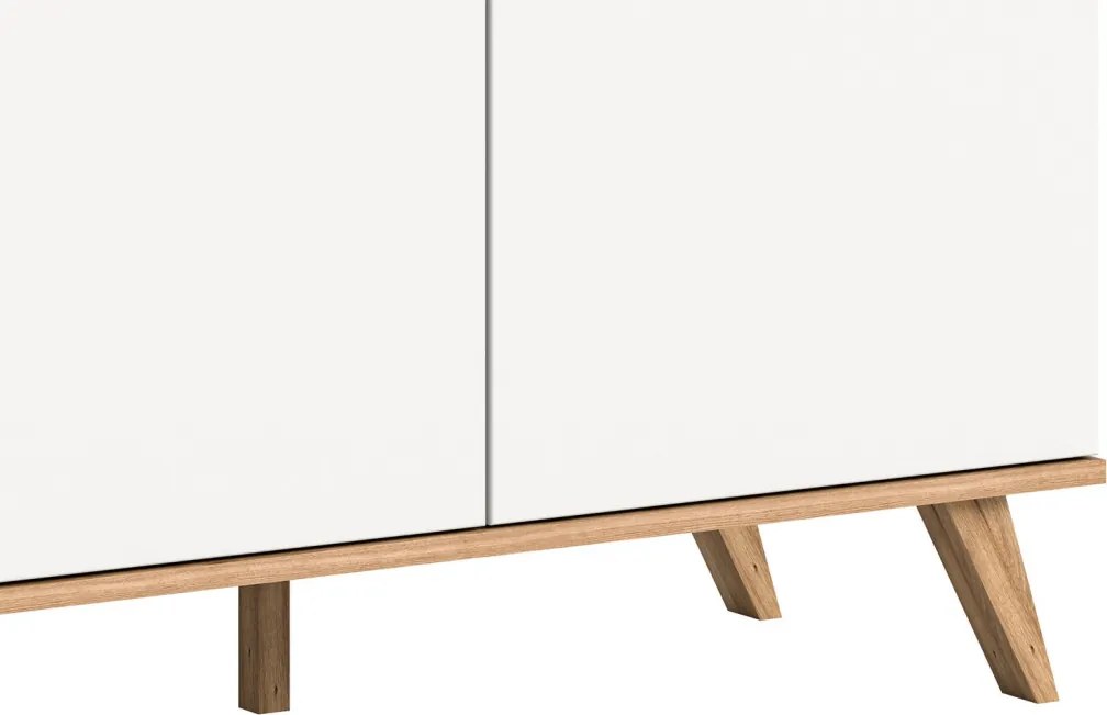 Široká komoda Scandi, biela/dub nox