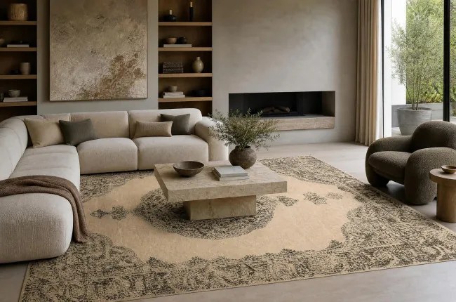 Koberec ATLAS 493.24.TB120 krémový / zelený