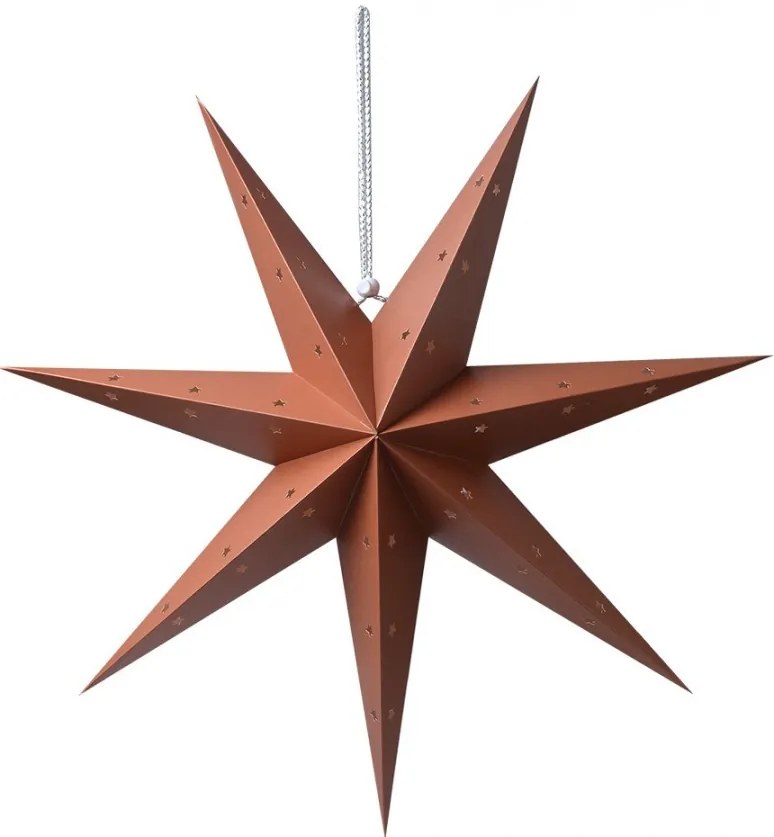 Hnedá závesná papierová hviezda - 60*22*60 cm