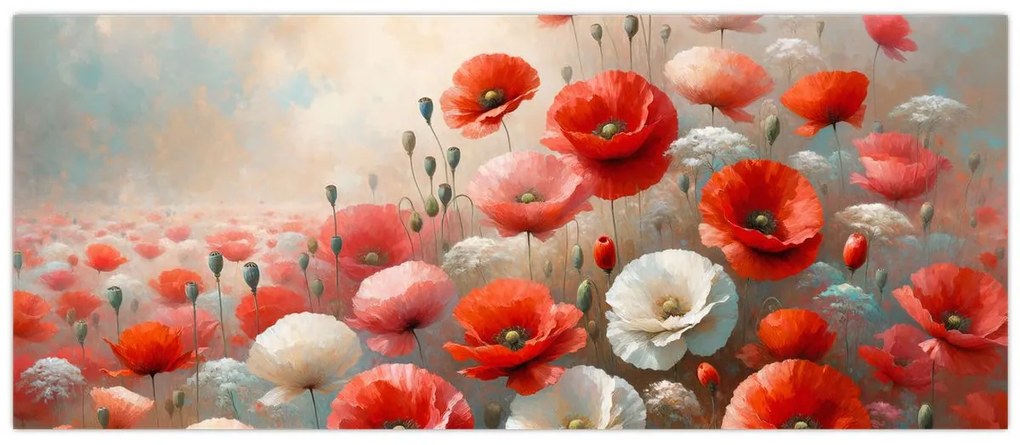 Obraz - Maľba vlčích makov (120x50 cm)