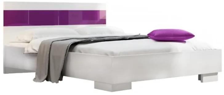 Manželská posteľ Dubaj Farba: biela / fialový lesk