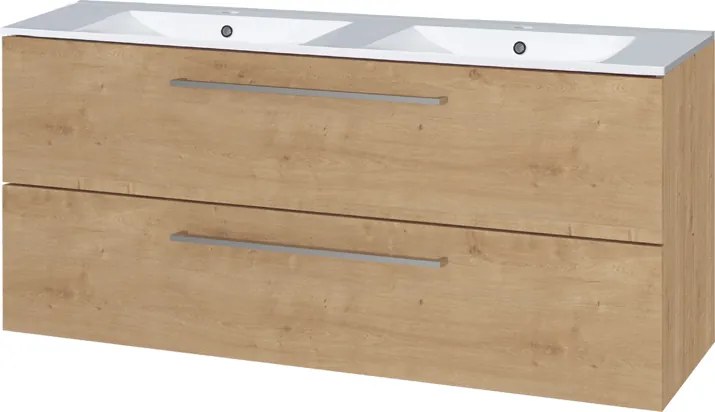 Mereo, Mereo Bino, kúpeľňová skrinka s keramickým umývadlom 121 cm, dub Arlington, MER-CN623