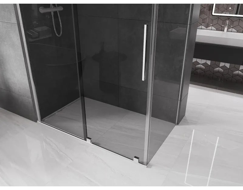 Mexen Velar, sprchový kút s posuvnými dverami 160 x 85 cm, 8mm šedé sklo, chrómová, 871-160-085-41-01