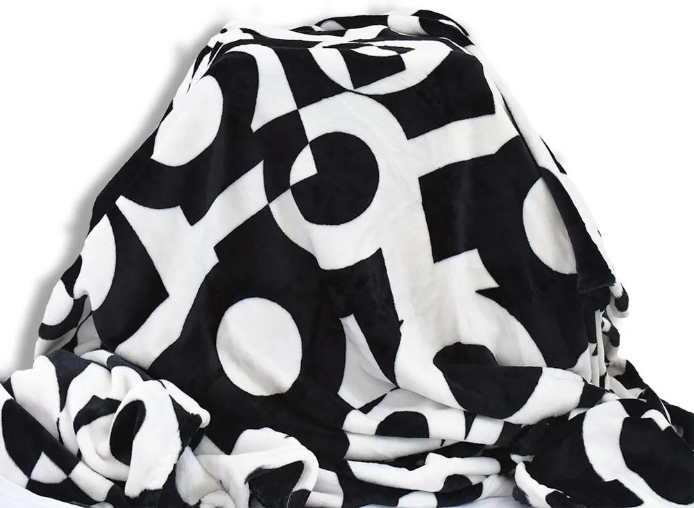 Homeville deka mikroplyš 150x200 cm černobílá geometrie