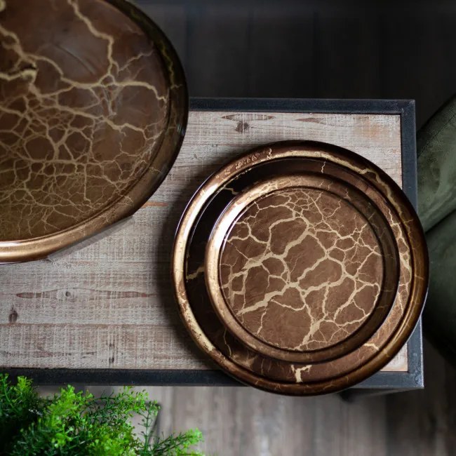 Dekoračný tanier SUZI 03 zlatý / hnedý