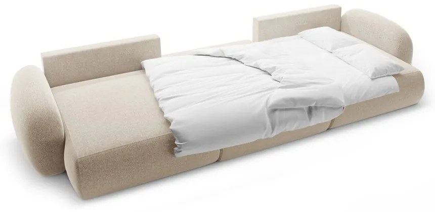 Béžová ženilková rozkladacia/s úložným priestorom rohová pohovka (do tvaru "U") Tonale – Cosmopolitan Design