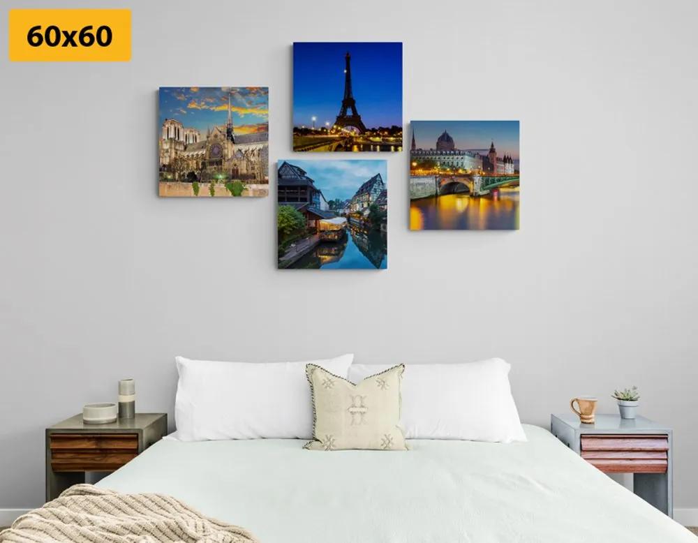 Set obrazov romantický nočný Paríž Varianta: 4x 60x60