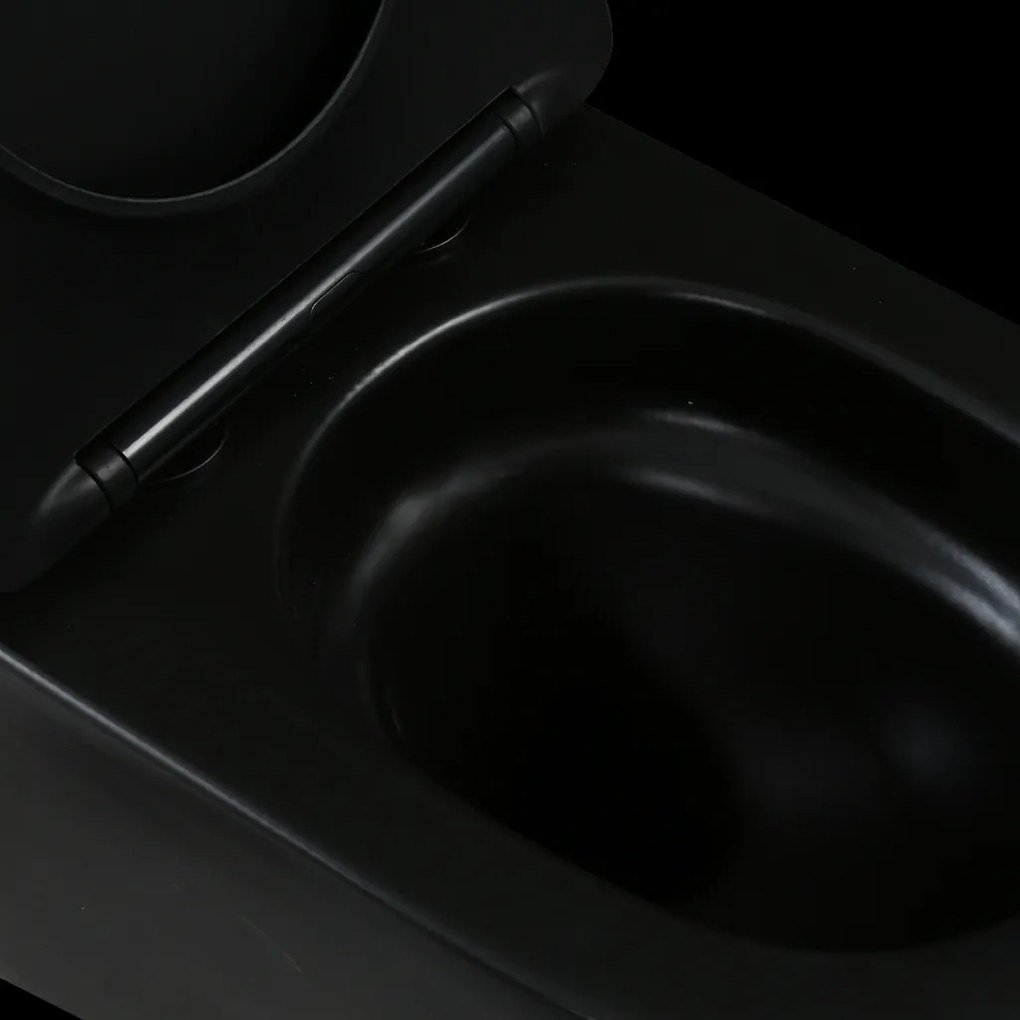 Invena Tavro, závesná misa 490x360x350 mm + WC sedadlo, QFS, čierna matná, INV-CE-71-005-Y